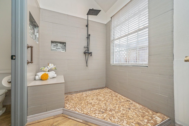 1905 W Mistral Ln, Fort Walton Beach, FL 32547 - full bathroom featuring tiled shower and lofted ceiling
