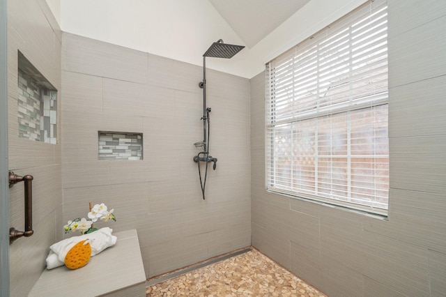 1905 W Mistral Ln, Fort Walton Beach, FL 32547 - full bath with a tile shower and lofted ceiling