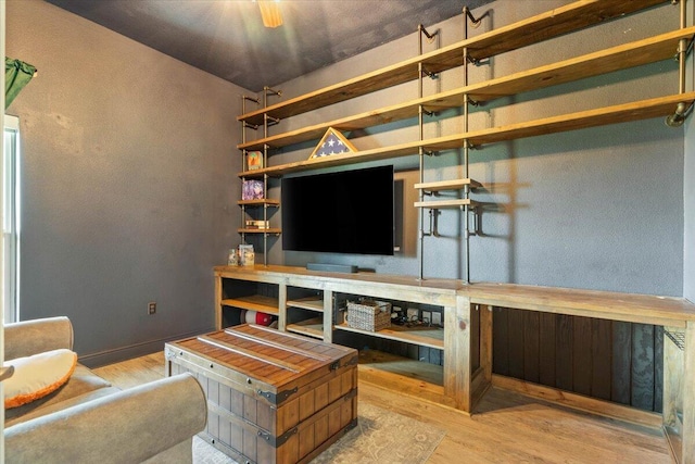 living room with light hardwood / wood-style flooring