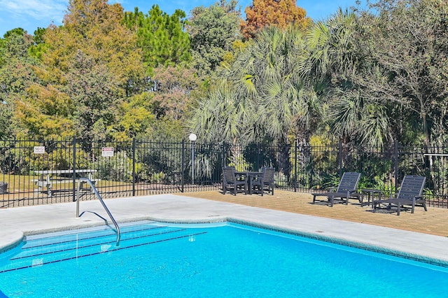 view of swimming pool with a patio