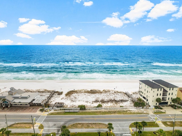 view of water feature with a view of the beach