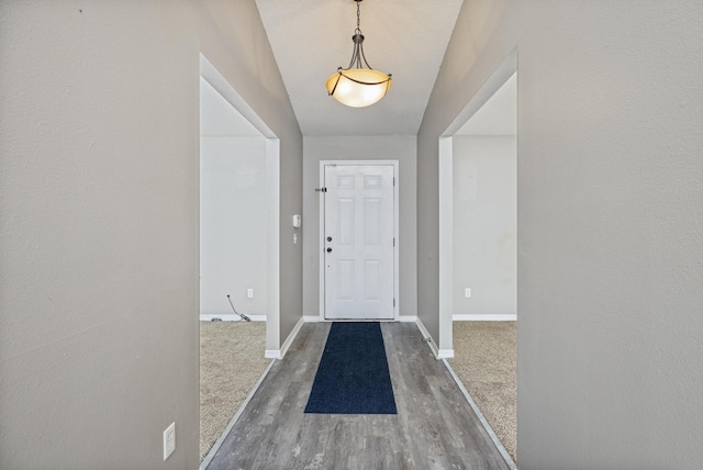 entrance foyer featuring dark hardwood / wood-style floors and a textured ceiling