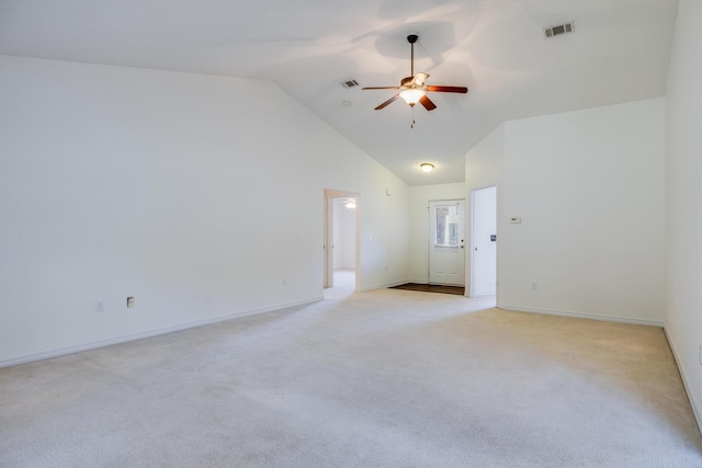 8180 Shooter Ln, Laurel Hill, FL 32567 - carpeted empty room with ceiling fan and high vaulted ceiling