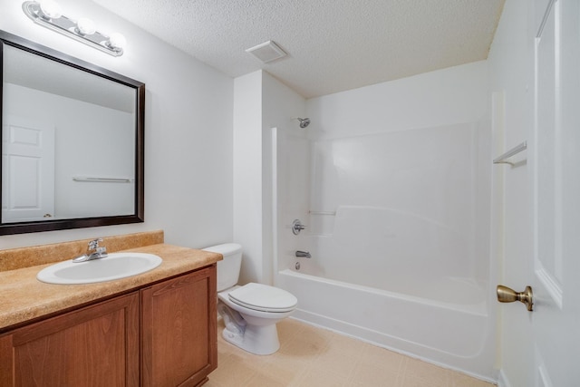 8180 Shooter Ln, Laurel Hill, FL 32567 - full bathroom with vanity, bathtub / shower combination, a textured ceiling, and toilet