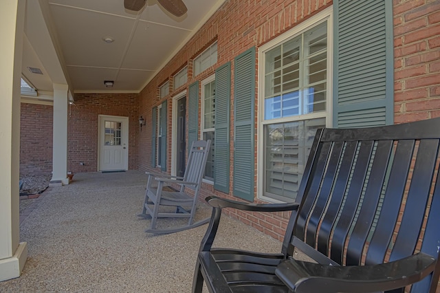 view of patio / terrace featuring ceiling fan