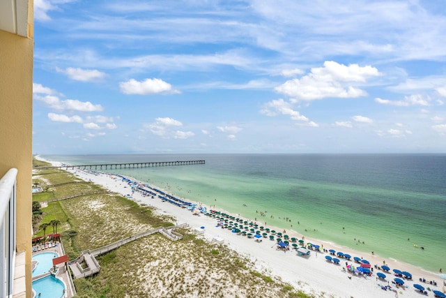 water view featuring a beach view