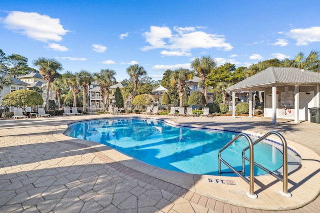 view of swimming pool featuring a patio