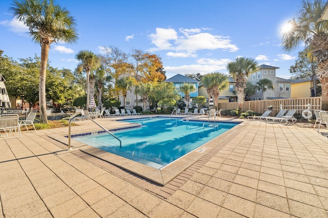 view of pool featuring a patio area