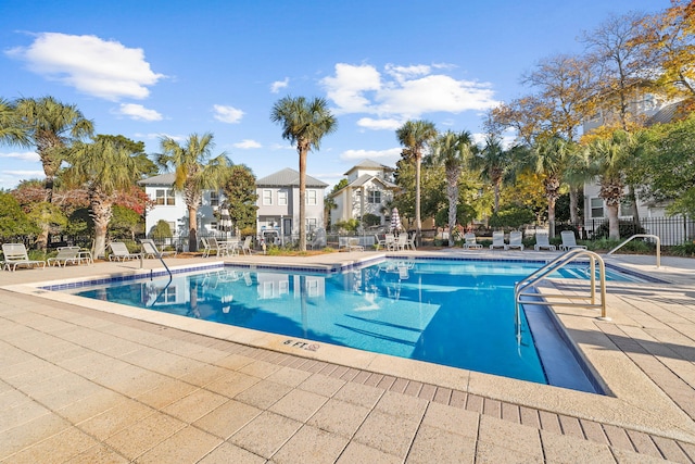 view of swimming pool featuring a patio