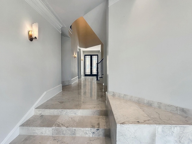 staircase with ornamental molding