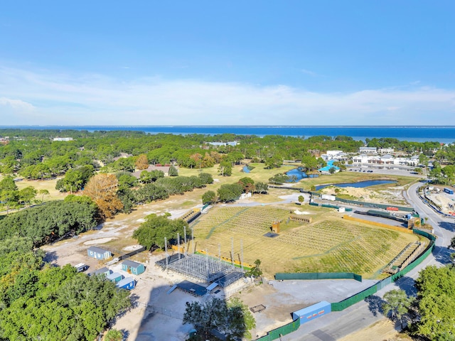 birds eye view of property featuring a rural view and a water view