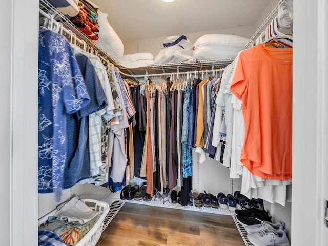 walk in closet featuring hardwood / wood-style flooring