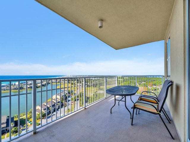 balcony with a water view