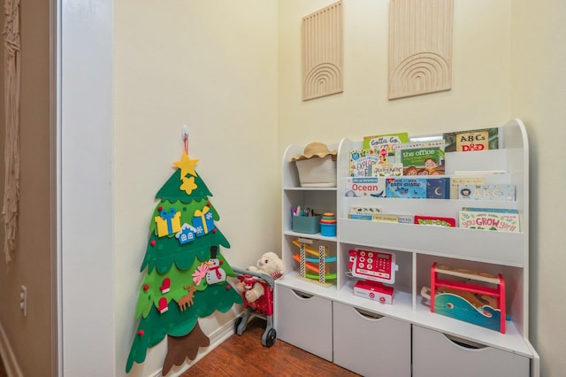 playroom featuring dark hardwood / wood-style floors