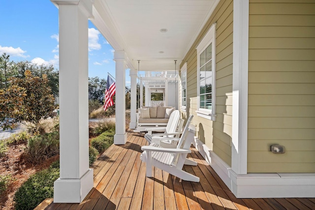 wooden deck with a porch