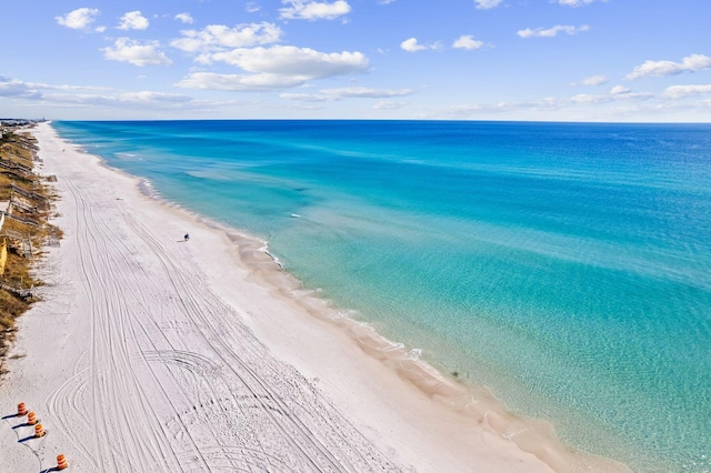 property view of water with a beach view