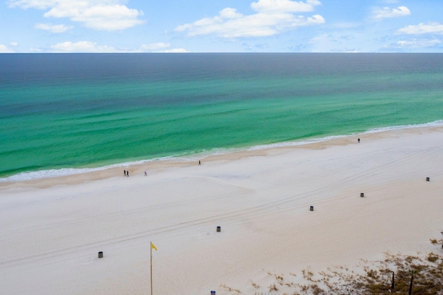 view of water feature featuring a beach view