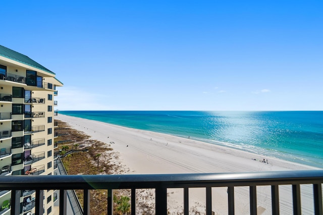 property view of water with a beach view