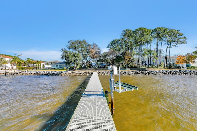 dock area featuring a water view