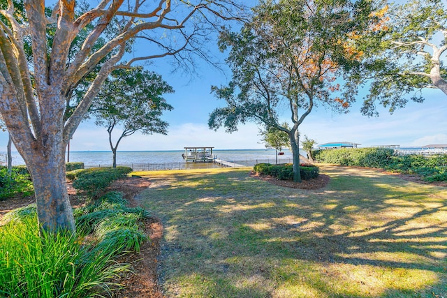 view of yard featuring a water view