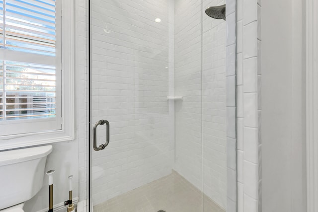 bathroom featuring toilet and walk in shower