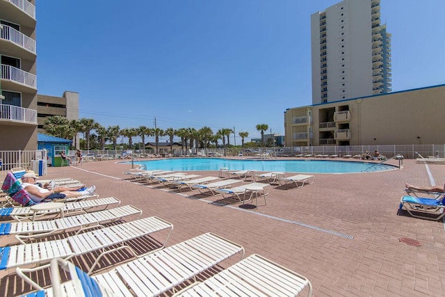 view of pool featuring a patio area