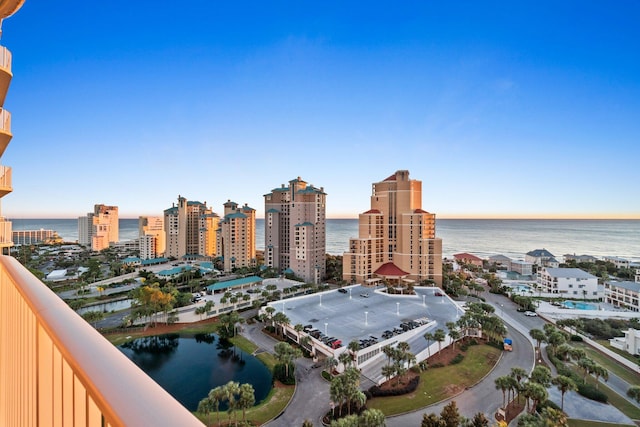 view of city with a water view