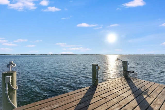 view of dock featuring a water view