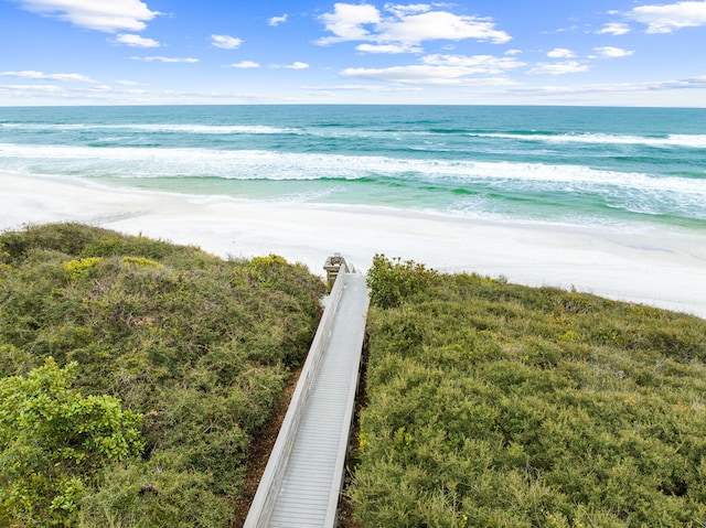 property view of water with a beach view