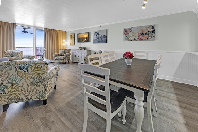 dining area with hardwood / wood-style floors