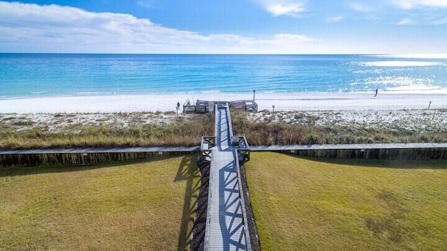 view of water feature with a view of the beach