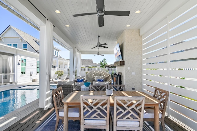 1016 Pathways Dr, Inlet Beach, FL 32461 - wooden terrace featuring a ceiling fan and a grill
