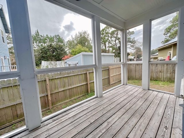 view of unfurnished sunroom