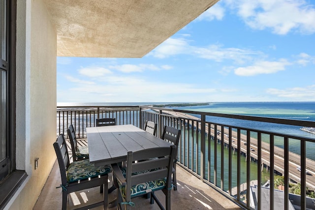 balcony with a water view