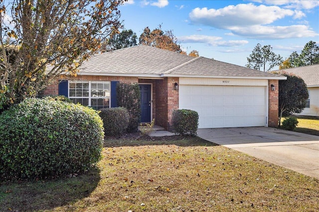 ranch-style house with a front lawn