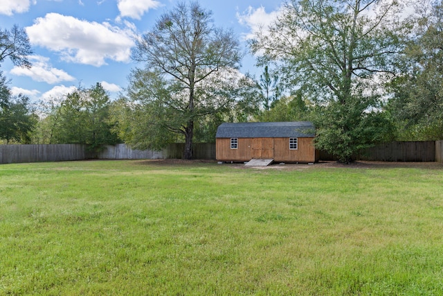 view of yard with a storage unit