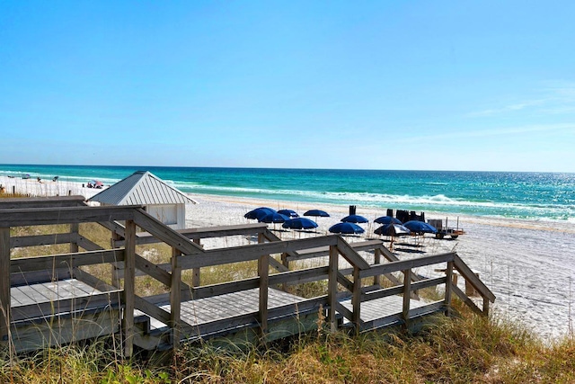 property view of water with a beach view