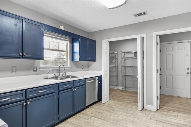 439 Northview Ln, Crestview, FL 32536 - kitchen featuring a sink, visible vents, blue cabinetry, and dishwasher