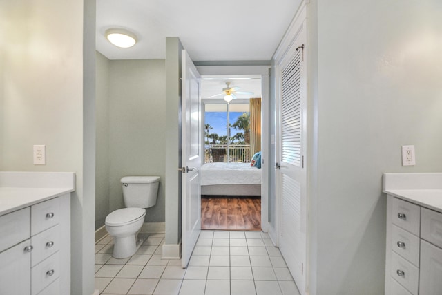 1110 Santa Rosa Blvd Unit C303, Fort Walton Beach, FL 32548 - bathroom featuring vanity, ensuite bath, ceiling fan, and tile patterned flooring