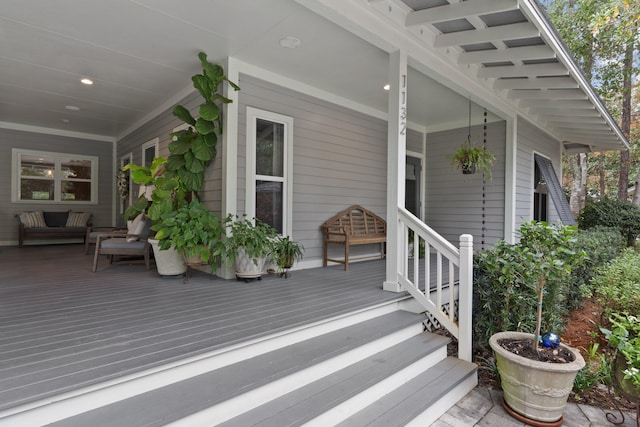 deck with covered porch