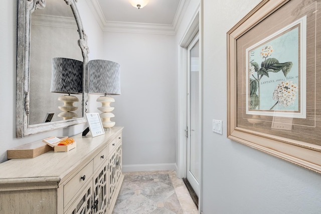 interior space featuring crown molding