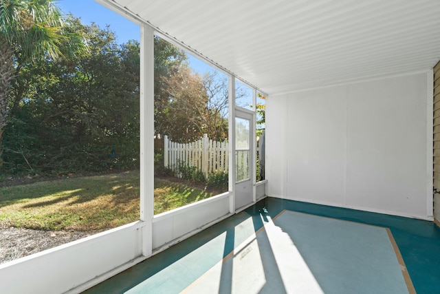 view of unfurnished sunroom