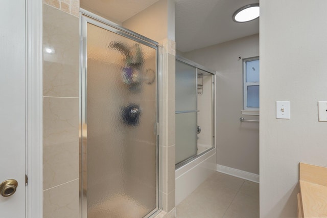 bathroom with tile patterned flooring