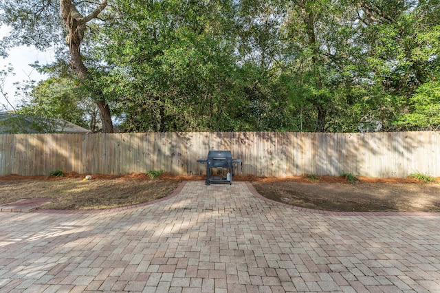 view of patio with area for grilling