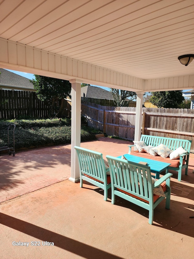 view of patio with an outdoor living space