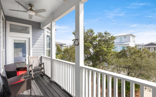 balcony with ceiling fan