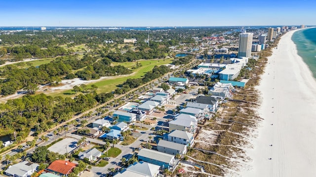 aerial view with a beach view and a water view