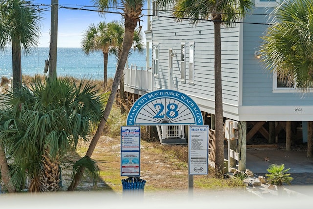 exterior details with a water view