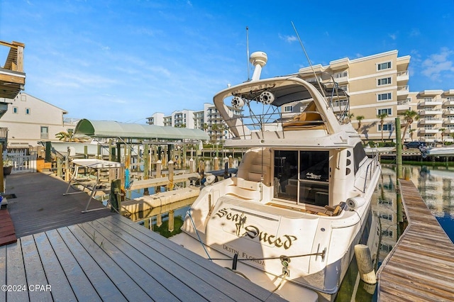 view of dock featuring a water view