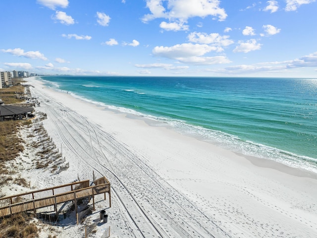 property view of water with a beach view